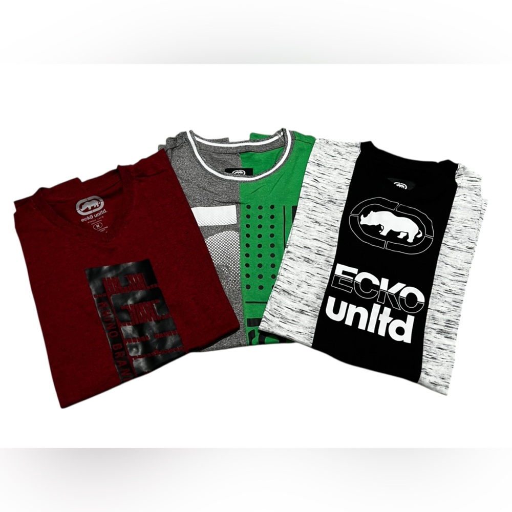 Ecko Unlimited men's 3 t-shirt‎ bundle short sleeve gray green red size medium